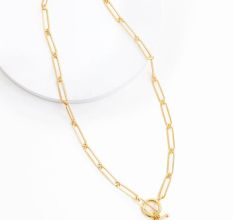 Paper Clip Chain Necklace, Brass 22k gold plated, Handmade brass jewelry